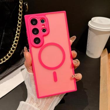 Imagem de Capa fosca translúcida para carregamento sem fio para Samsung S25 S24 S23 Fe Plus Ultra Frosting Bumper à prova de choque (para Galaxy S24/Rosa)