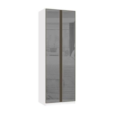 Imagem de Guarda Roupa Modulado 2 Portas 3 Gavetas 80cm Com Vidro Reflecta Prata Prime Luciane Móveis