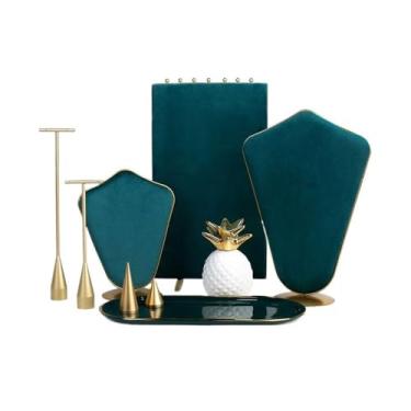 Imagem de KHUTRW3D Suporte organizador de joias com 9 peças, suporte de exibição de joias, contador de shopping, pulseira, anel, brinco, suporte de exibição de veludo de dupla face, suporte de exibição de joias