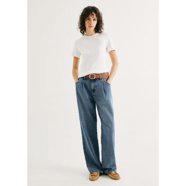Imagem de Calça Jeans Feminina Pantalona Cintura Média-Feminino