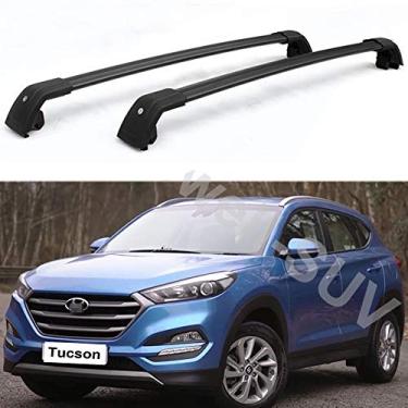 Imagem de YiXi-Partswell 2 peças de rack de tejadilho travável barras transversais bagageiro adequado para Hyundai Tucson 2015-2020 - preto