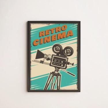 Imagem de Quadro Decorativo Retrô Cinema Câmera 45X34Cm Moldura Preta