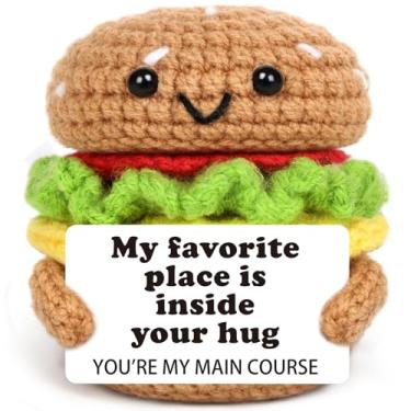Imagem de Valentines Day Gifts for Him Her Romantic Anniversary Birthday I Love You Small Gifts for Men Women Wife Husband Boyfriend Girlfriend Couple Valentines Gift Card Decorations Positive Burger Ornament
