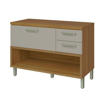 Imagem de Balcão De Cozinha 1 Porta 2 Gavetas Com Caixa Organizadora 120cm Princesa Nesher Móveis Freijó-off White