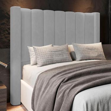 Imagem de Cabeceira Casal Cama Box 140cm Claire Z04 Veludo Cinza - Mpozenato