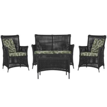 Imagem de Jogo Sofá E 2 Poltronas E Mesa Igapó Preta E5 Trama Original Preto