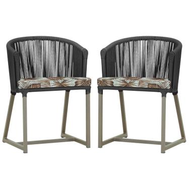 Imagem de 2 Cadeiras De Jantar Noronha Fendi Corda Náutica E6 Trama Preto