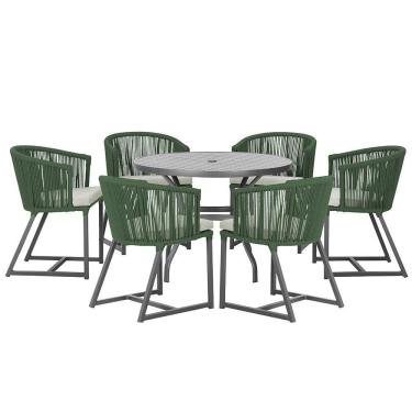 Imagem de Mesa E 6 Cadeiras E Noronha Preto E3 Trama  Verde