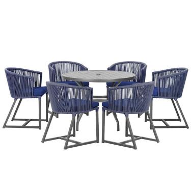 Imagem de Mesa E 6 Cadeiras E Noronha Preto E10 Trama  Azul