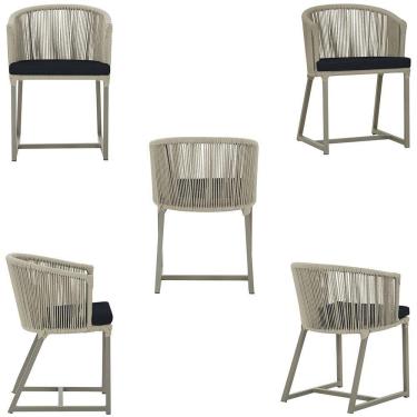 Imagem de 5 Cadeiras De Jantar Noronha Fendi Corda Náutica E12 Trama Rami