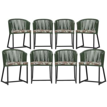 Imagem de 8 Cadeiras De Jantar área Noronha Preta E6 Trama Original Verde