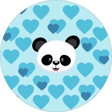 Imagem de Painel de Lona Redondo Panda Com Corações Azuis - Fabrika de Festa, 17