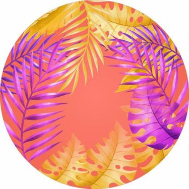 Imagem de Painel de Tecido Sublimado Redondo Folhas Tropicais Coloridas Tardezin