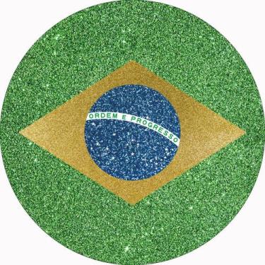 Imagem de Painel de Tecido Sublimado Redondo Bandeira do Brasil Glitter c/ Elást