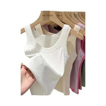 Imagem de Camiseta Sem Mangas Feminina De Gola Redonda Em Malha Lisa, Básica E E