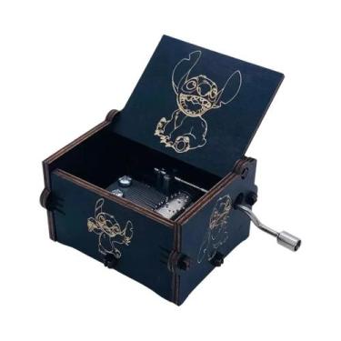 Imagem de Caixa De Música De Madeira Esculpida Com Manivela Tema Feliz Natal Pre