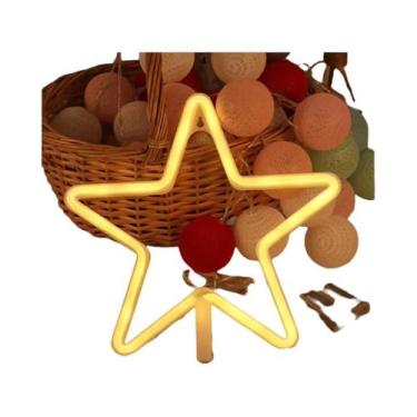 Imagem de Luminária De Parede Neon Star Alimentada Por USB E Bateria Para Festas