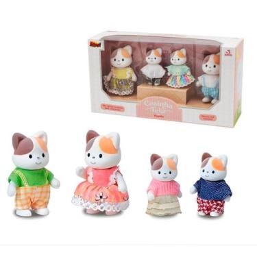 Imagem de Casinha Feliz Coleção Família Gato Brinquedo Bonecos Pelúcia - Zoop To