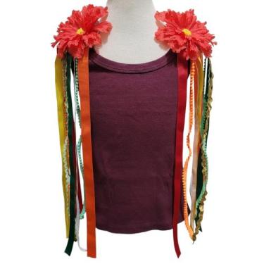 Imagem de Par De Ombreiras Carnaval Paetê Flor Franjas - Lika Bijuterias, Vermel