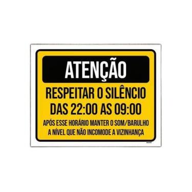 Imagem de Kit 5 Placas Atenção Respeitar Silêncio Vizinhança