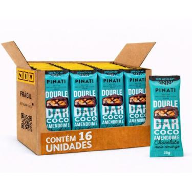 Imagem de Kit 16 PINATI Double Bar Coco Amendoim Chocolate 35g - Pinati Snacks