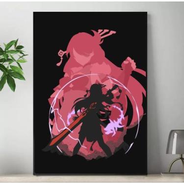 Imagem de Quadro Genshin Impact Personagens Placa Decorativa Game Anime MDF 20x2