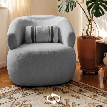 Imagem de Poltrona Orgânica Giratória Chloe Decorativa com Almofada Plumante Bou