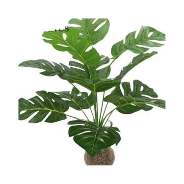 Imagem de Planta Artificial Monstera Tropical Com Folhas Verdes Para Decoração D