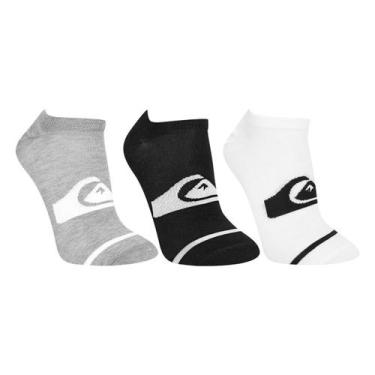 Imagem de Kit Meia Quiksilver Invisivel C/ 3 Pares Masculina, Branco, Preto, 39/