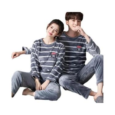 Imagem de Conjunto De Pijamas De Fleece Coral Grosso Para Mulheres E Homens, Pij