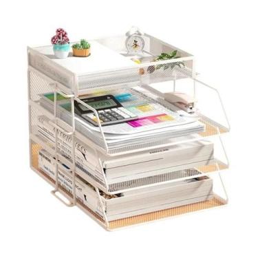 Imagem de Organizador De Mesa De Escritório Em Malha Metálica A4, Suporte Para D