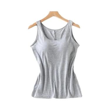 Imagem de Regata Feminina Slim Fit Acolchoada Com Sutiã Embutido, Blusa Casual C