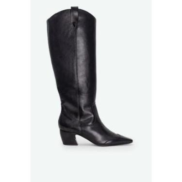 Imagem de Bota Western Cano Alto Bico Quadrado com Zíper Salto 5cm Napa Intense Estilo Conforto-Feminino