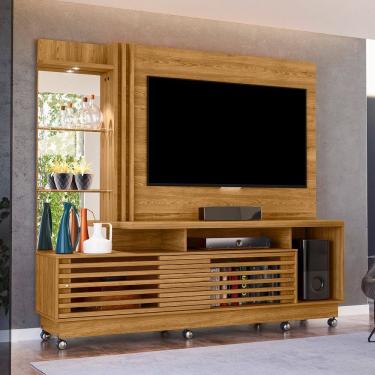 Imagem de Estante Home Theater Para TV até 60 Polegadas com Espelho e Luminária LED Frizz Plus com Rodízios Madetec