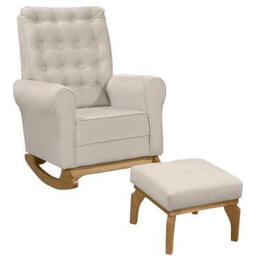 Imagem de Poltrona Amamentação Base Balanço e Puff Maju Veludo Off F03 - Mpozenato