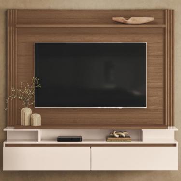 Imagem de Painel Tv 65 Pol 181cm Bancada Suspensa Astor Castanho/Off - Hb Móveis
