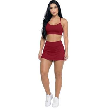 Imagem de Conjunto Top Alça Fina E Short Saia Bella Fiore Roupa Para Academia Tr