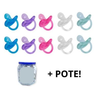 Imagem de Combo 10 chupetas de silicone ortodôntica fase 2 Pote 0125 - Pepeta, C