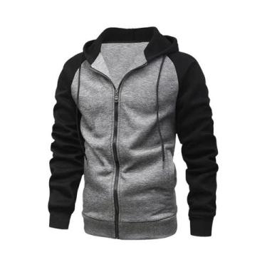 Imagem de Moletom Masculino Slim Fit Com Capuz E Zíper, Manga Longa, Bloco De Co