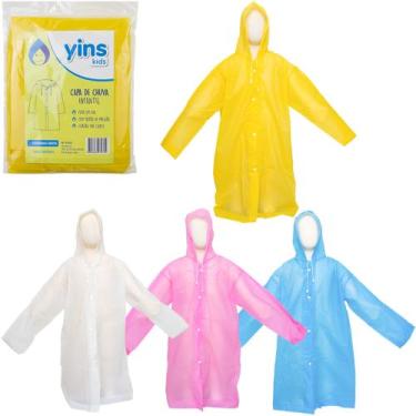 Imagem de Capa de chuva infantil de eva tamanho unico descartavel com botao + co