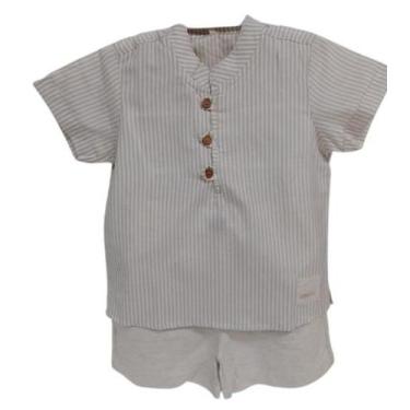 Imagem de Conjunto Menino Festa Camisa Bermuda Linho Lessa Kids B9182, Bege, 2 A