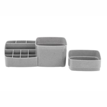 Imagem de Organizador de Maquiagens com Porta Algodão - TOP LINE UD, Cinza quart
