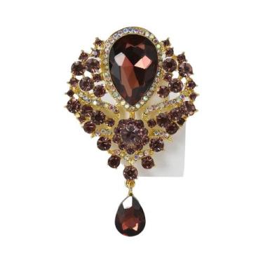Imagem de Broches Femininos Brilhantes De Strass Em Formato De Gota Para Festas 