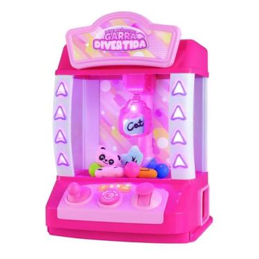 Imagem de Brinquedo Mini Máquina Garra Divertida Rosa Pelúcia Bolinhas - DM Toys