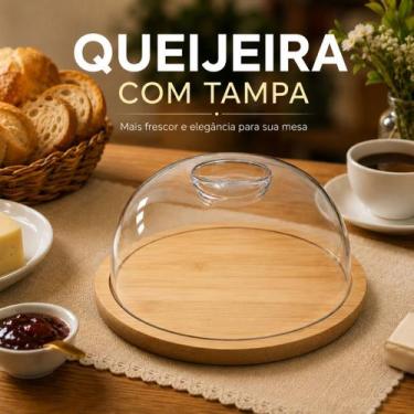 Imagem de Queijeira com Tampa FWB em Acrílico e Base de Bambu Redonda Porta Quei
