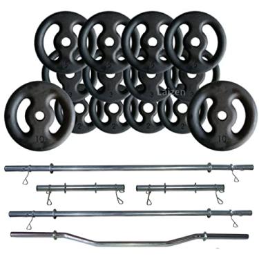 Imagem de Kit Anilhas 60kg + 2 Barras 40cm + Barra 160 + Barra 120 + W