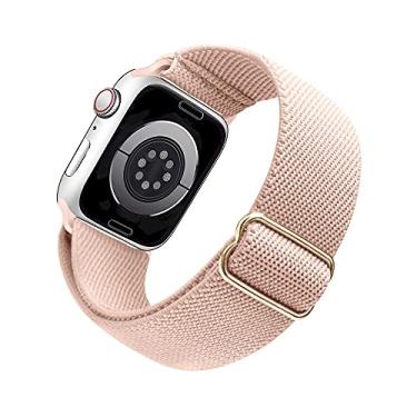 Imagem de Pulseira de relógio Arae esportiva compatível com Apple Watch séries 9, 8, 7, 6, 5, 4, SE, 3, 2 e 1 de 41 mm, 40 mm e 38 mm, elástica, confortável e ajustável, para mulheres e homens – rosa claro