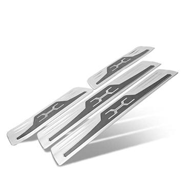 Imagem de Placa de desgaste de peitoril porta, 4 peças de aço inoxidável peitoril porta do carro guarnições autoadesivas protetor de entrada porta do carro para Harrier Venza XU80 2020 2021