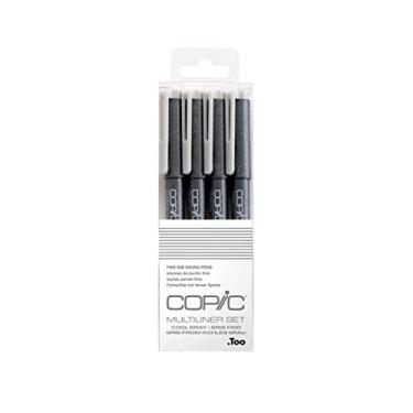 Imagem de Copic Marcadores Multiliner Tinta à base de pigmento cinza, conjunto de 4 peças
