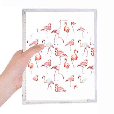 Imagem de Caderno com estampa de flamingo, rosa e branco, folhas soltas, recarregável, diário de papelaria